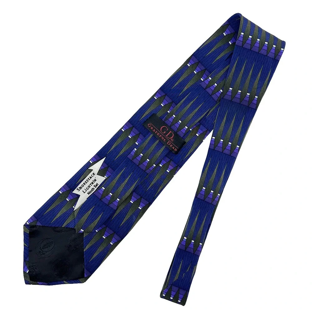 GRATEFUL DEAD Vintage 1996 Men's Geometric Print‎ Neck Tie • 100% Silk • purple